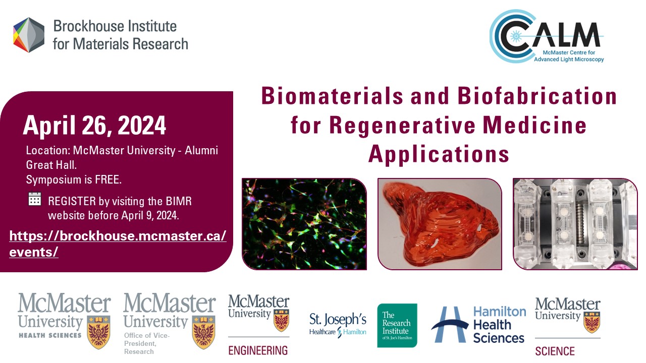 Biomaterials and biofabrication for regenerative medicine applications flyer - All details noted on the flyer are available in text on the event page.