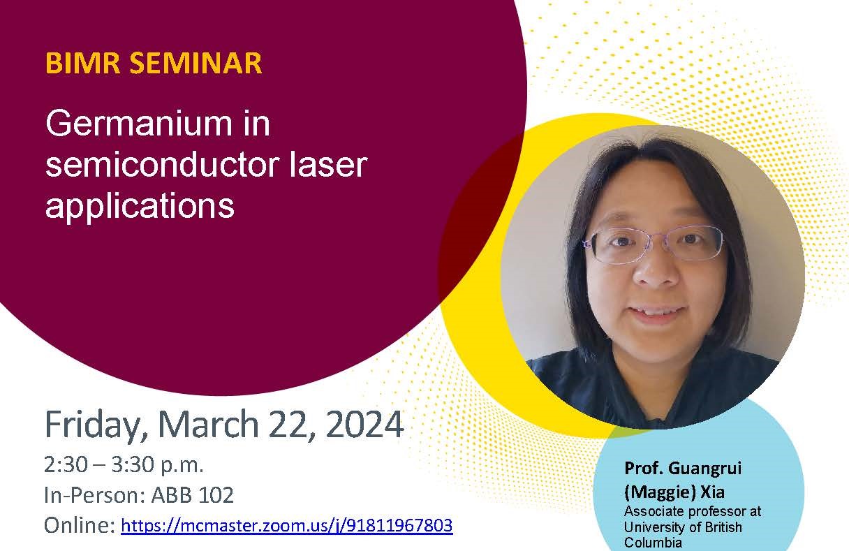 BIMR Seminar flyer Xia (Maggie) Guangrui - All details from the flyer are on the event page.